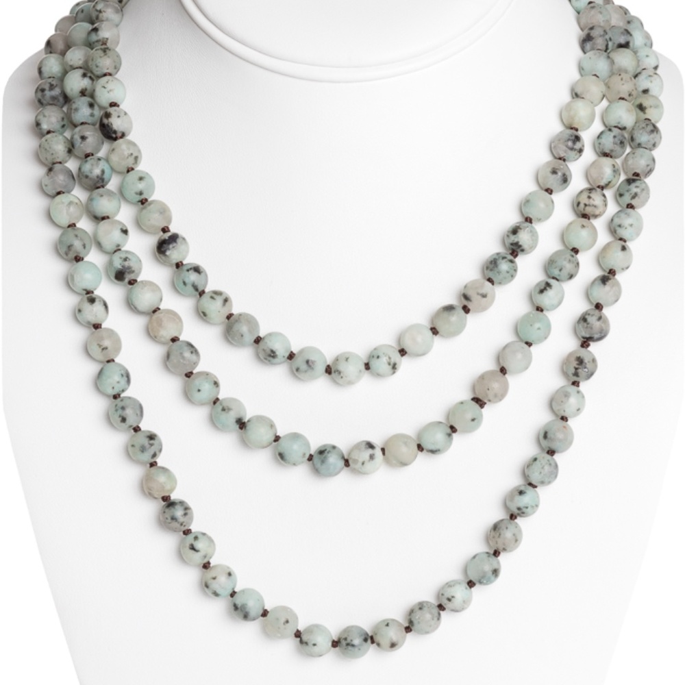 Green Dalmatian Beaded Wrap Necklace